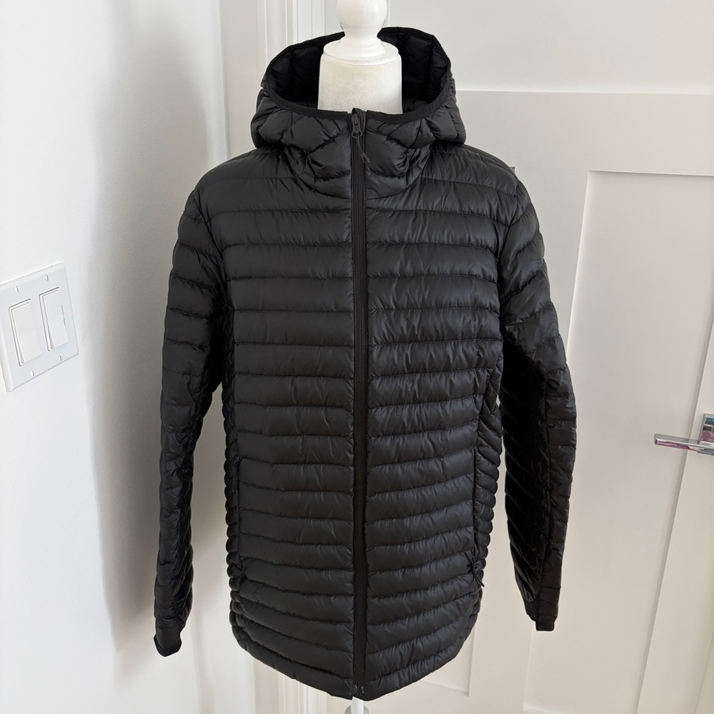 Duluth Trading Co Black Down Puffer Jacket XL Hooded Warm Insulated